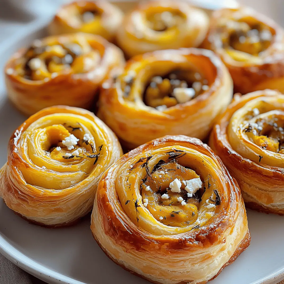 Pumpkin Feta Puff Pastry Swirls