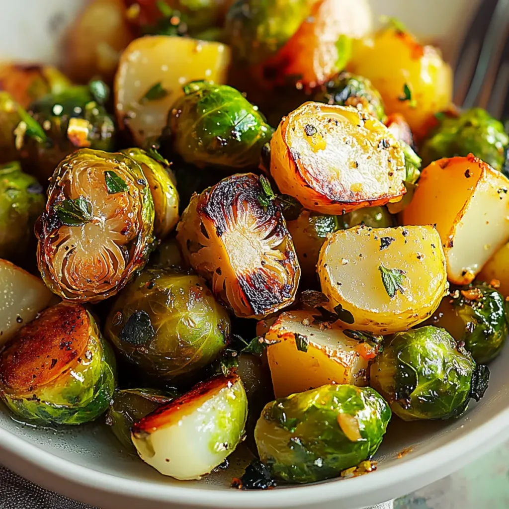Garlic Brussels Sprouts with Potatoes