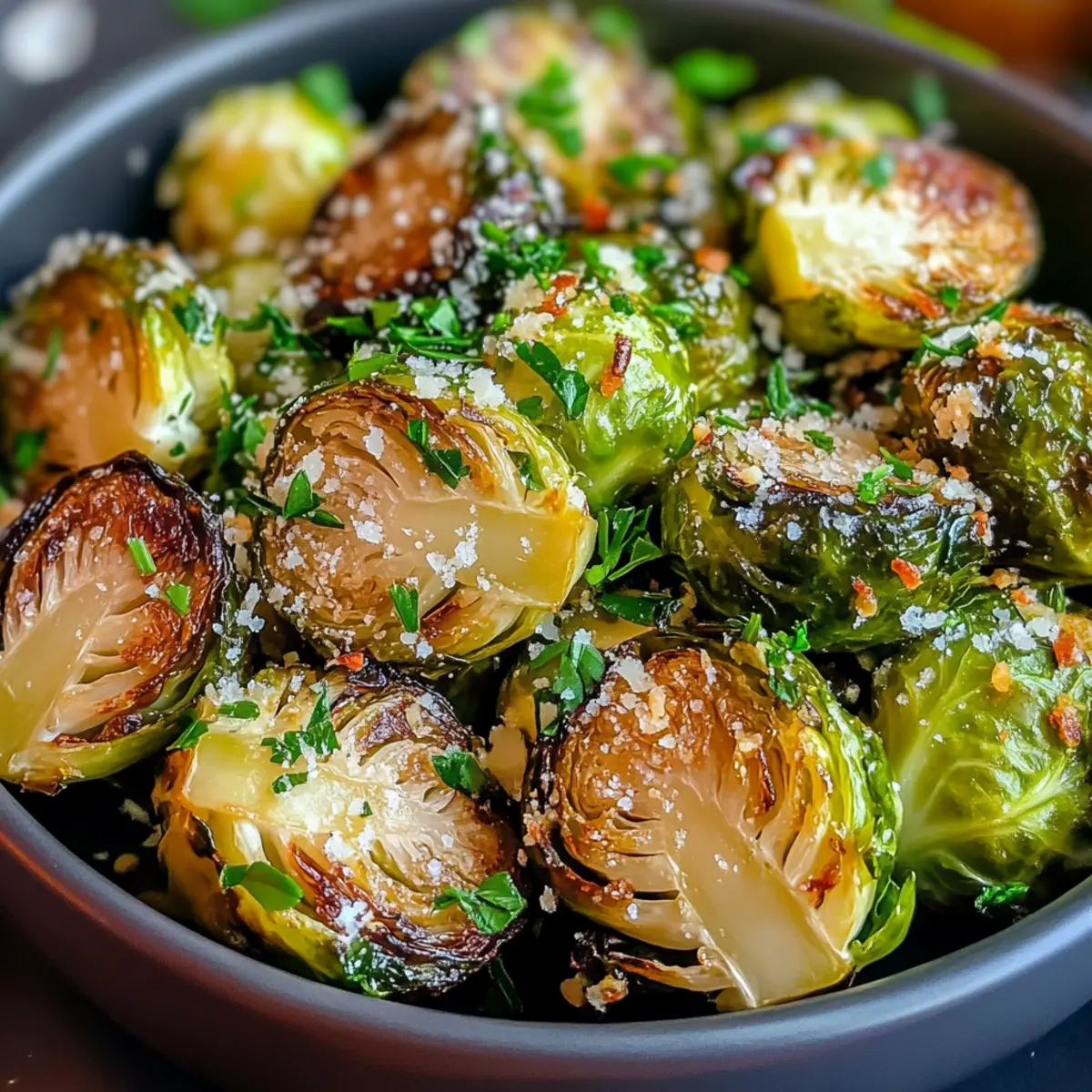 Crispy Parmesan-Crusted Roasted Brussels Sprouts with Fresh Herbs