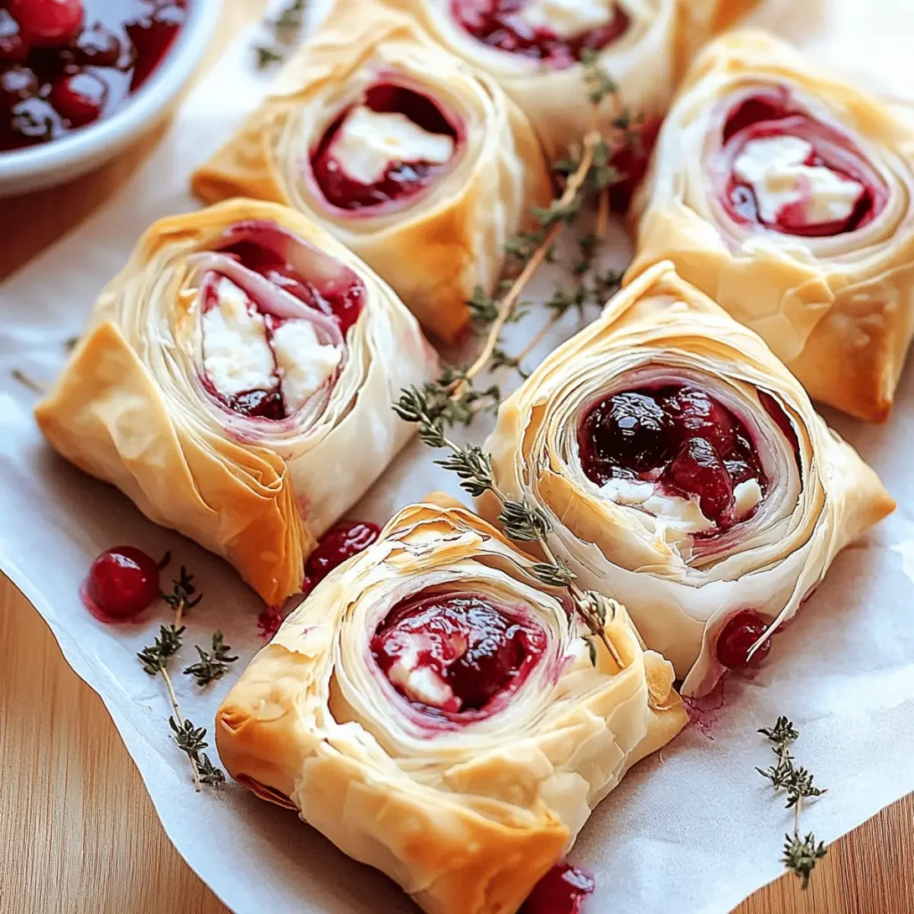 Cranberry Goat Cheese Phyllo Rolls