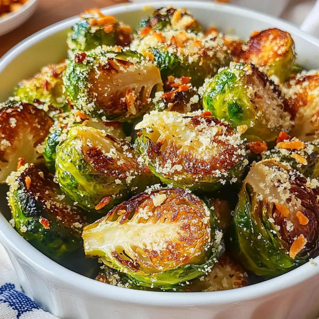 Crispy Parmesan Crusted Brussels Sprouts Delight