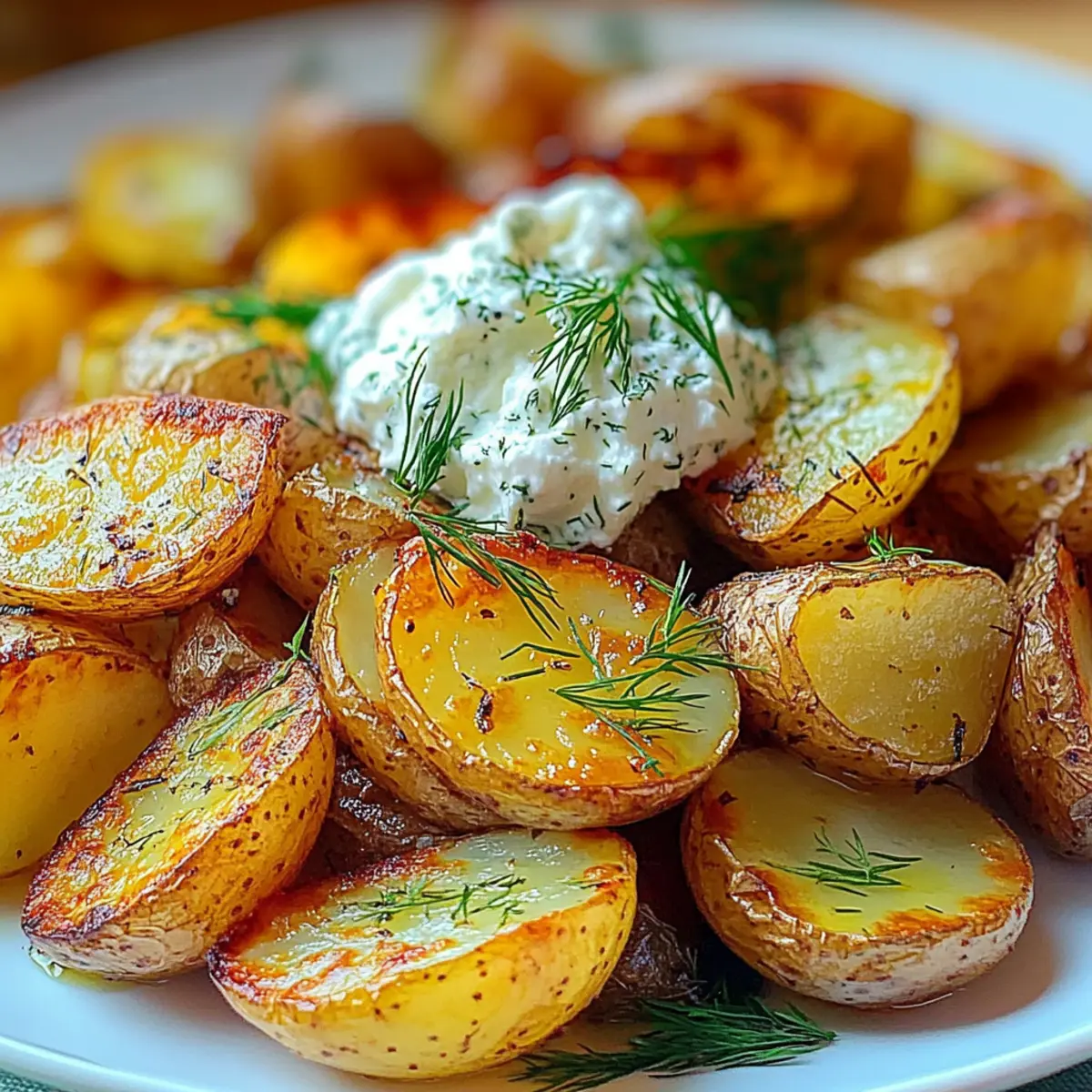 Crispy Lemon Potatoes with Dill Whipped Ricotta