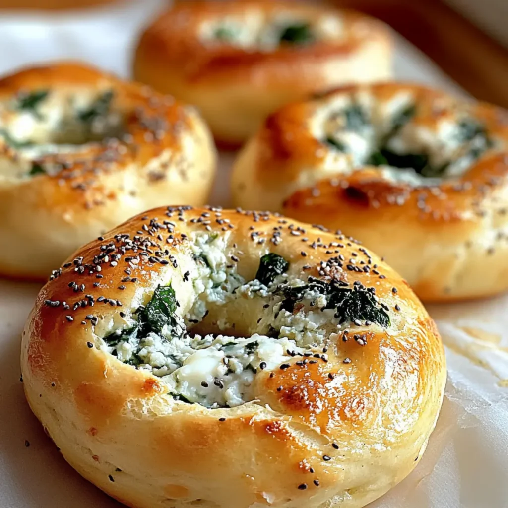 Spinach Cottage Cheese Flat Bagels