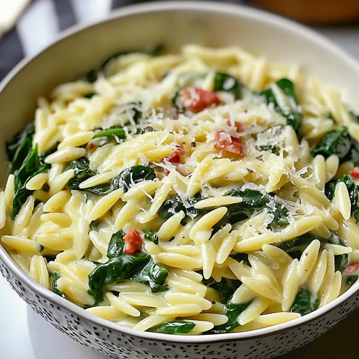 Creamy Garlic Spinach Orzo