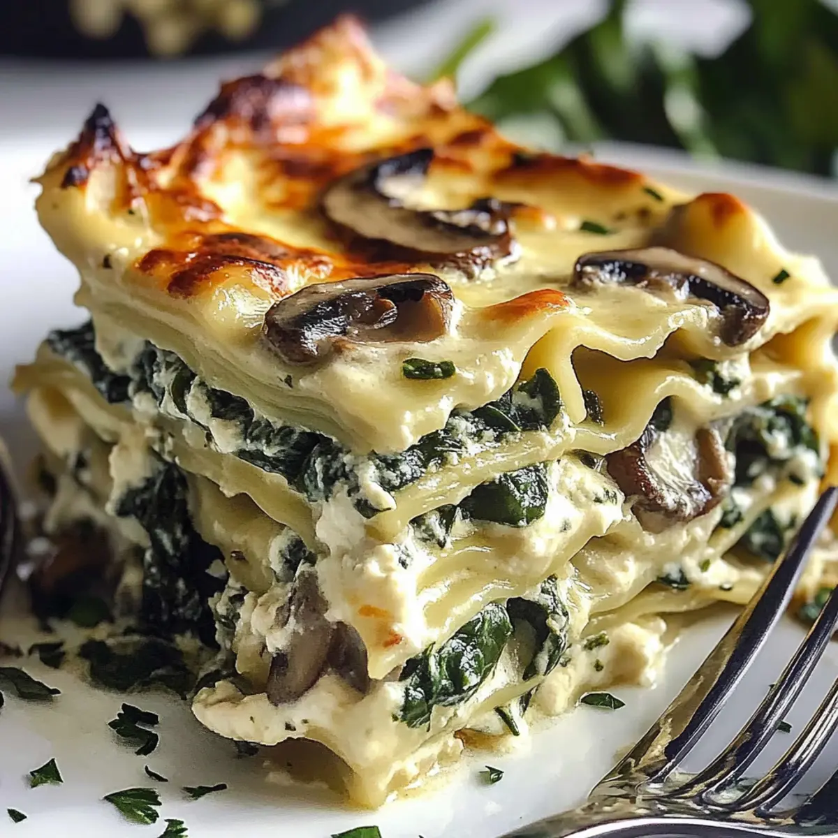 Easy Creamy Spinach and Mushroom Lasagna