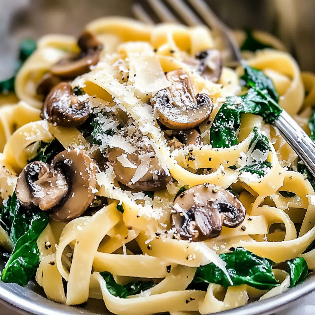Parmesan Spinach Mushroom Pasta