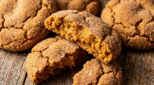 Soft Bakery-Style Pumpkin Snickerdoodle Cookies dusted with cinnamon sugar crystals